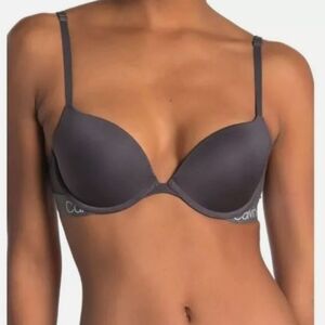 Calvin Klein Plunge Bra, Adjustable Hook, Ashford Grey, Size 36C